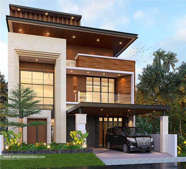 Desain Rumah Modern 4 Lantai Ibu Linda di Kotabaru Parahyangan, Bandung - Tampak Depan