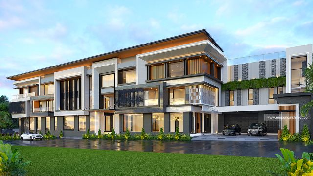 Desain Tampak Depan Rumah Modern 4 Lantai Ibu FLN di Jimbaran, Bali