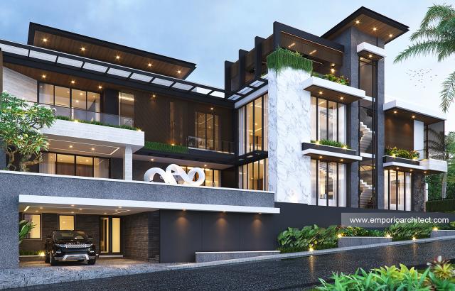 Desain Tampak Samping Rumah Modern 4 Lantai Bapak Ali di Batam