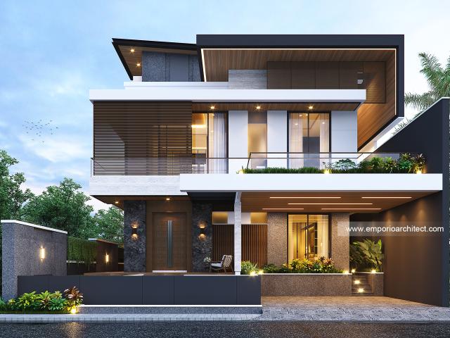 Desain Tampak Depan 2 Rumah Modern 4 Lantai Bapak Ali di Batam