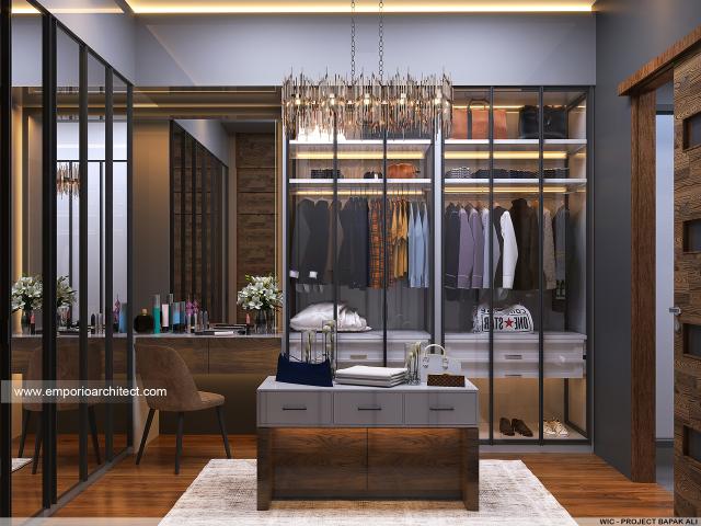 Desain Walk In Closet Rumah Modern 4 Lantai Bapak Ali di Batam