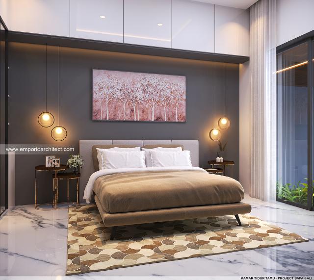 Desain Kamar Tidur Tamu Rumah Modern 4 Lantai Bapak Ali di Batam