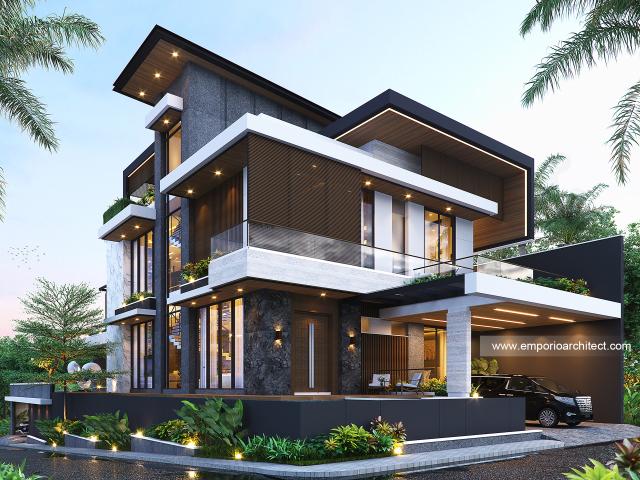 Desain Rumah Modern 4 Lantai Bapak Ali di Batam - Tampak Hook