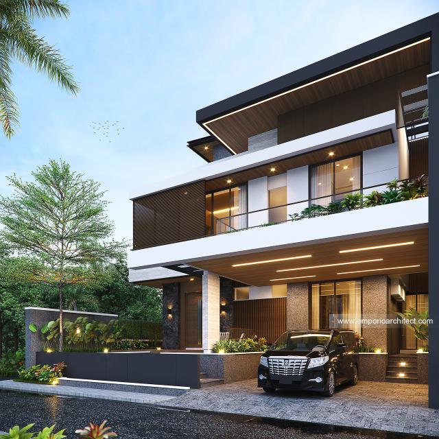 Desain Tampak Depan Rumah Modern 4 Lantai Bapak Ali di Batam