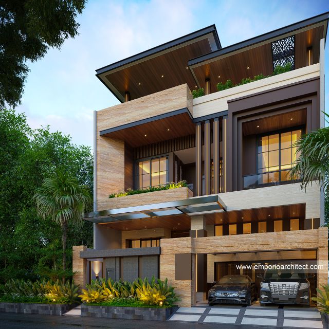 Desain Tampak Depan 4 Rumah Modern 4 Lantai Ibu FBR di Jakarta