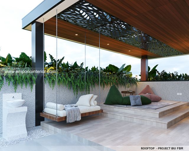 Desain Rooftop Rumah Modern 4 Lantai Ibu FBR di Jakarta