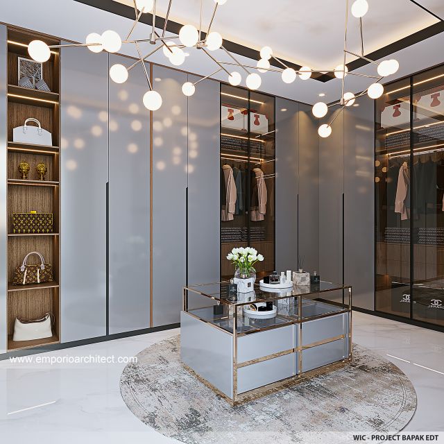 Desain Walk In Closet Rumah Modern 4 Lantai Bapak EDT di Kepala Gading, Jakarta Utara