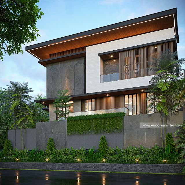 Desain Tampak Samping Rumah Modern 4 Lantai Bapak EDT di Kepala Gading, Jakarta Utara