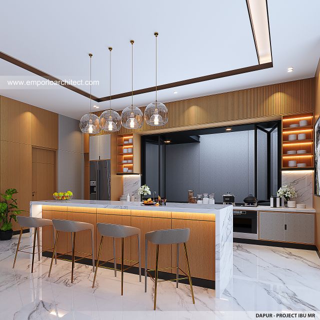 Desain Dapur Rumah Modern 4 Lantai Ibu MR di Kelapa Gading, Jakarta Utara