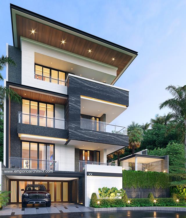 Desain Rumah Modern 4 Lantai Bapak Kasim di  Jakarta