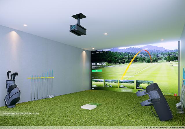 Desain Ruang Virtual Golf Rumah Modern 4 Lantai Bapak Kasim di Jakarta