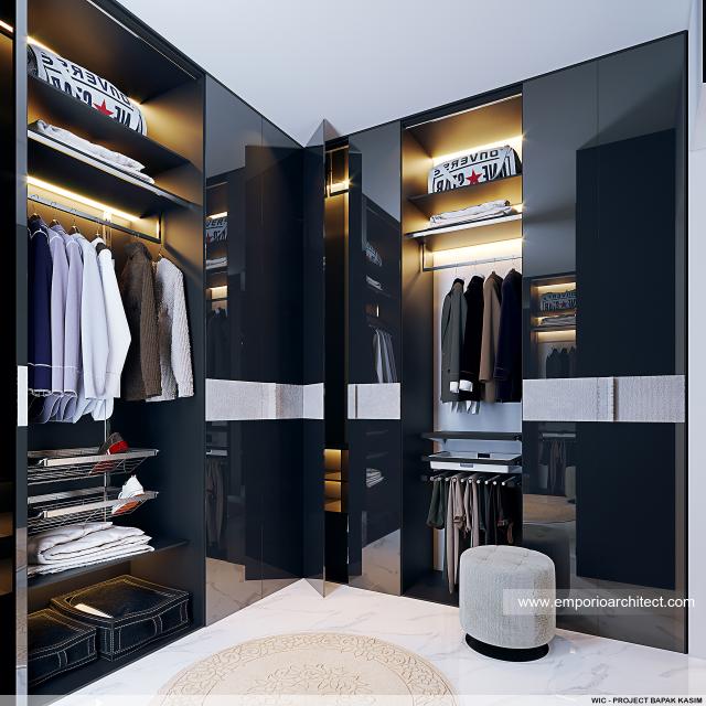 Desain Walk In Closet Rumah Modern 4 Lantai Bapak Kasim di Jakarta