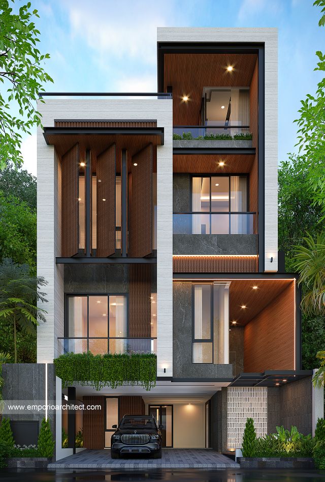 Gambar 1 Desain Rumah Modern 4 Lantai Bapak CTR di  Jakarta Timur