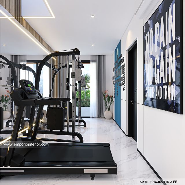 Desain Area Gym Rumah Modern 4 Lantai Ibu FR di Tebet, Jakarta Selatan