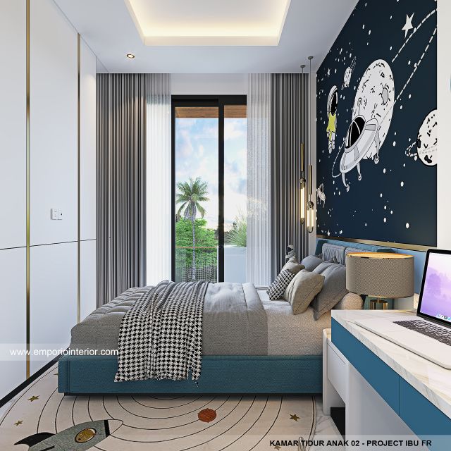 Desain Kamar Tidur Anak 2 Rumah Modern 4 Lantai Ibu FR di Tebet, Jakarta Selatan