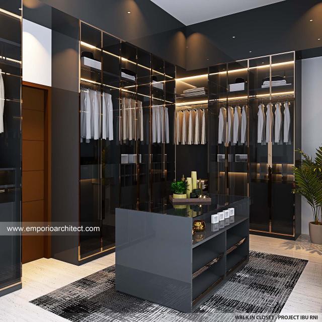 Desain Walk In Closet Rumah Modern 4 Lantai Ibu RNI di Jakarta