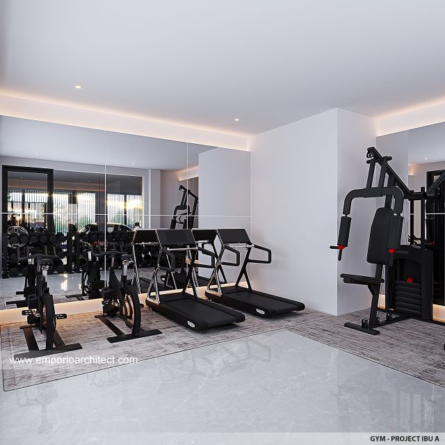 Desain Ruang Gym Rumah Modern 4 Lantai Ibu A di BSD, Tangerang Selatan