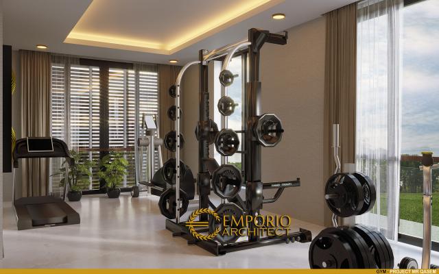 Desain Gym Area Rumah Modern 4 Lantai Mr. Qasem di Arab Saudi