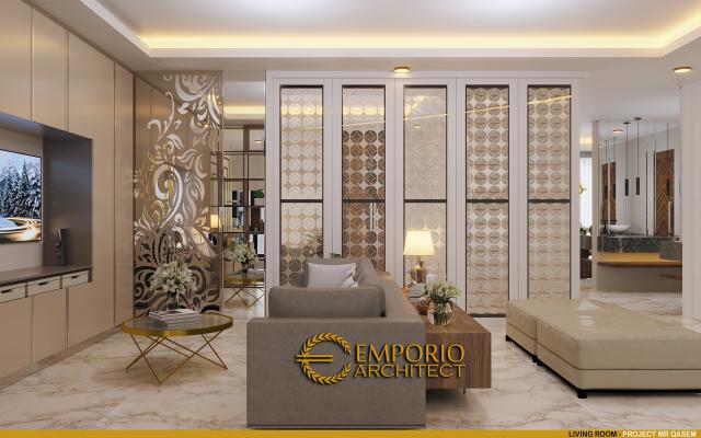 Desain Living Room Rumah Modern 4 Lantai Mr. Qasem di Arab Saudi