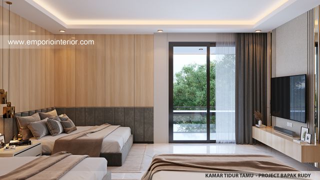 Desain Kamar Tidur Tamu Rumah Modern 4.5 Lantai Bapak RSH di PIK, Jakarta Utara