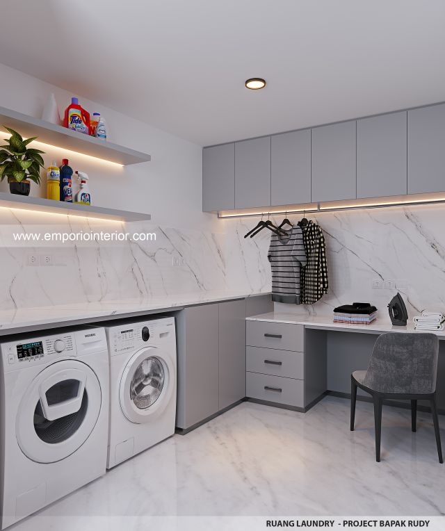 Desain Laundry Rumah Modern 4.5 Lantai Bapak RSH di PIK, Jakarta Utara