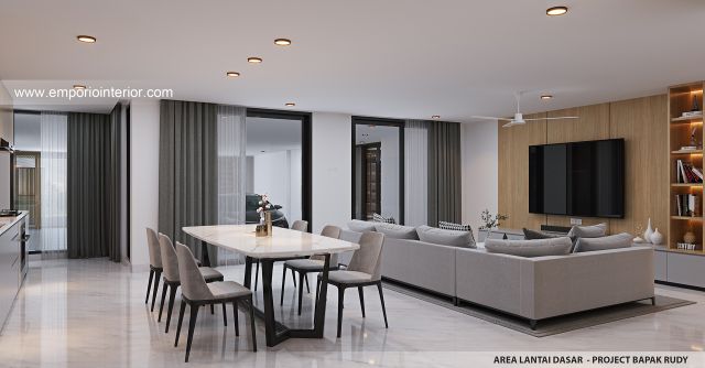 Desain Area Lantai Dasar Rumah Modern 4.5 Lantai Bapak RSH di PIK, Jakarta Utara