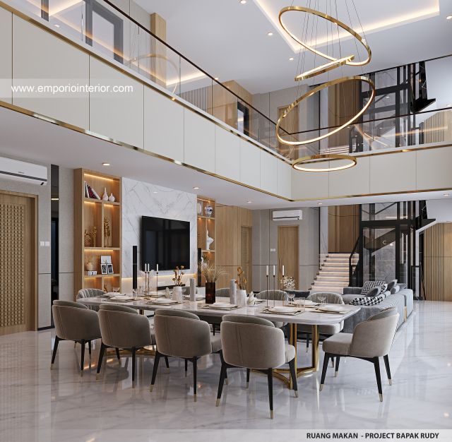 Desain Ruang Makan Rumah Modern 4.5 Lantai Bapak RSH di PIK, Jakarta Utara