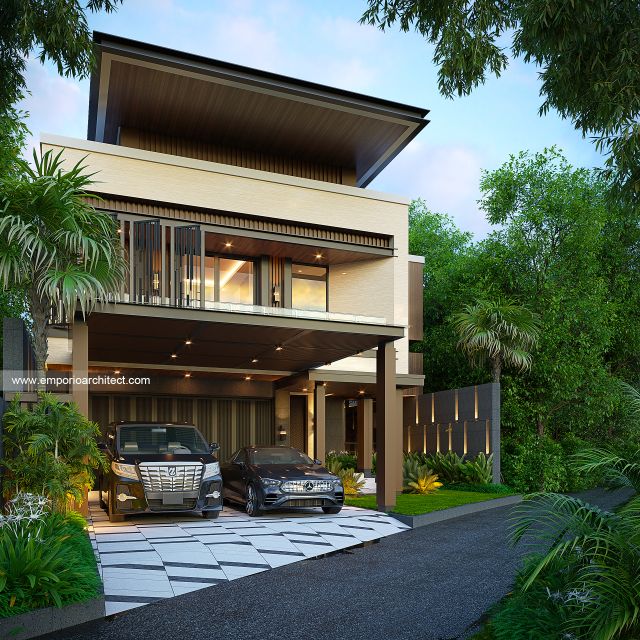 Desain Tampak Depan 2 Rumah Modern 5 Lantai Bapak PTS di Bandung