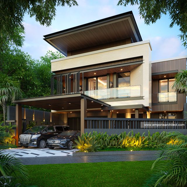 Desain Tampak Depan Dengan Pagar Rumah Modern 5 Lantai Bapak PTS di Bandung