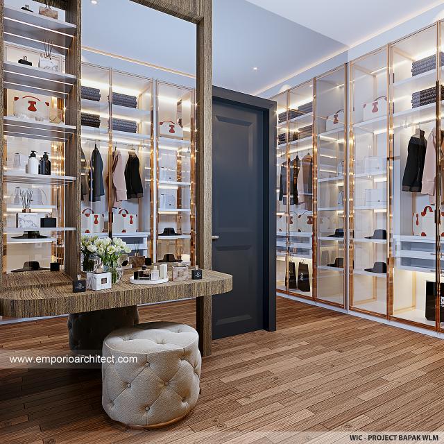 Desain Walk In Closet Rumah Modern American Klasik 3 Lantai Bapak WLM di Tangerang