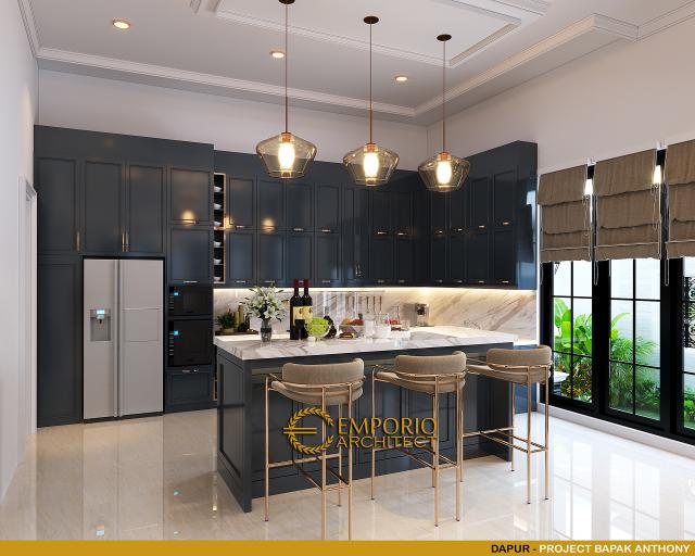 Desain Dapur Rumah Modern Classic 2 Lantai Bapak Anthony di Jakarta Barat