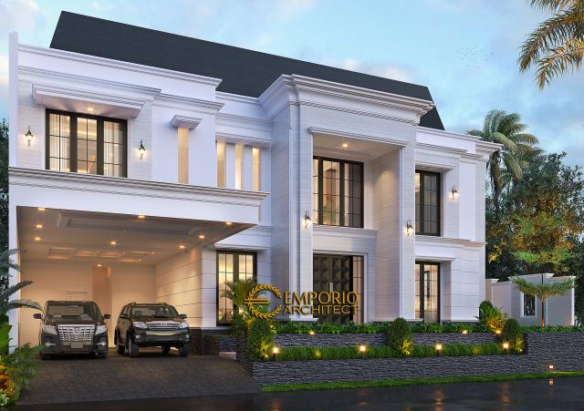 Desain Rumah Modern Classic 2 Lantai Bapak Anthony di Jakarta Barat - Tampak Depan Tanpa Pagar