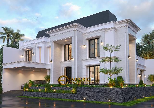 Desain Tampak Depan Tanpa Pagar 2 Rumah Modern Classic 2 Lantai Bapak Anthony di Jakarta Barat