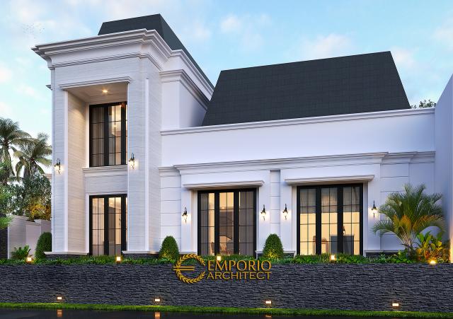 Desain Tampak Samping Rumah Modern Classic 2 Lantai Bapak Anthony di Jakarta Barat