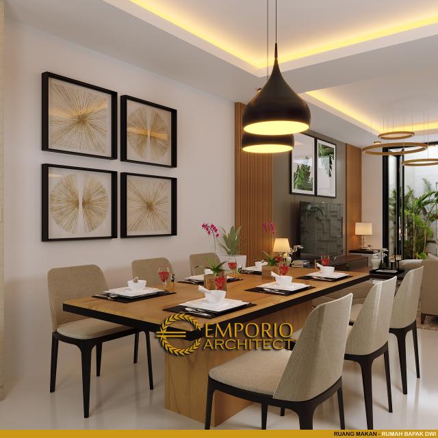 Desain Ruang Makan Rumah Modern Classic 2.5 Lantai Bapak Dwi di Jakarta Selatan