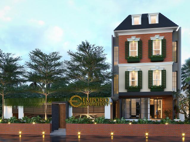 Desain Rumah Modern Classic 4.5 Lantai Ibu Santi di Jakarta Selatan - Tampak Depan