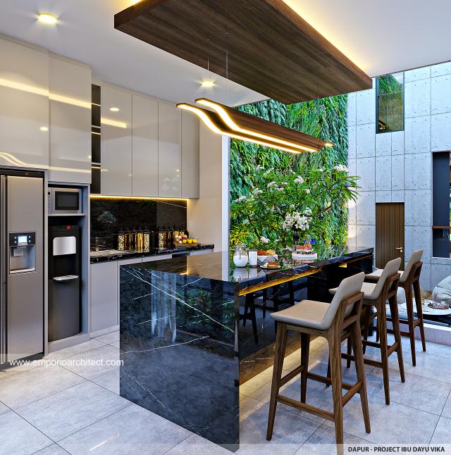 Desain Dapur Rumah Modern Industrial 2 Lantai Ibu DYV di Bali