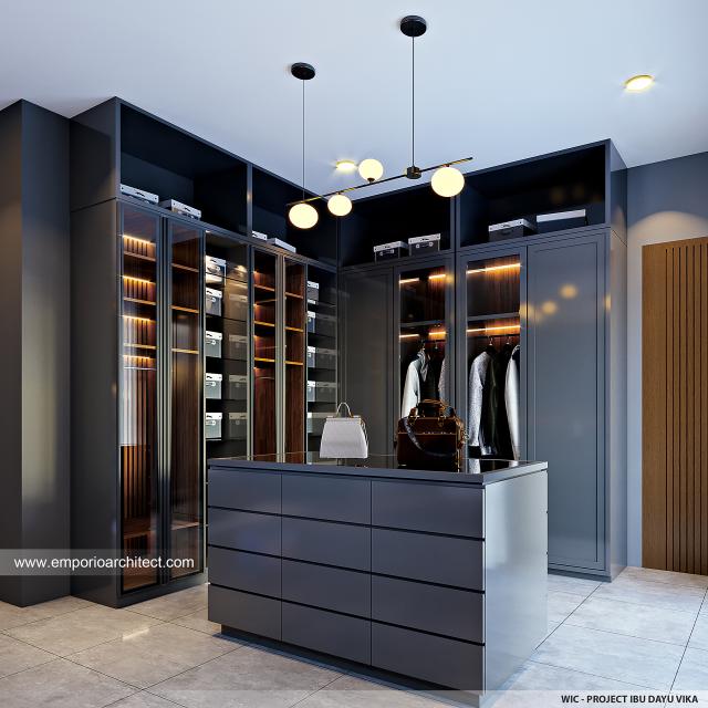 Desain Walk In Closet Rumah Modern Industrial 2 Lantai Ibu DYV di Bali