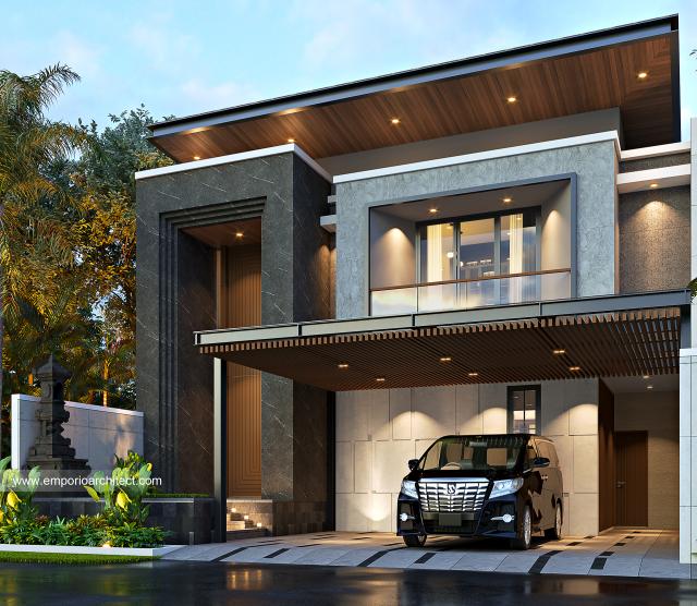 Gambar 2 Desain Rumah Modern Industrial 2 Lantai Ibu DYV 1337 di  Bali