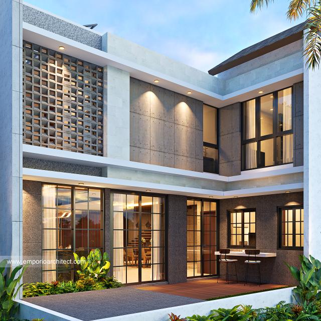 Gambar 3 Desain Rumah Modern Industrial 2 Lantai Ibu DYV 1337 di  Bali