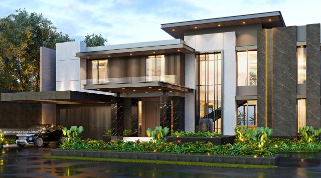 Desain Rumah Modern Industrial 2 Lantai Bapak FCR 1369 di  Banten