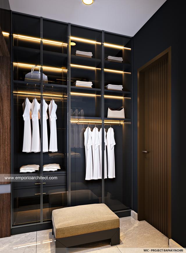 Desain Walk In Closet Rumah Modern Industrial 2 Lantai Bapak FCR di Banten