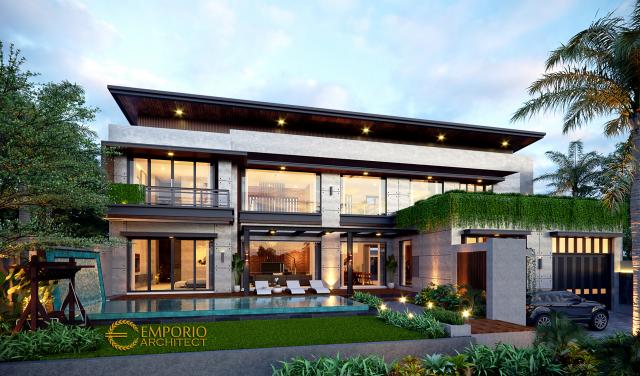 Desain Rumah Modern Industrial 2 Lantai Ibu Wijaya di Yogyakarta - Tampak Depan