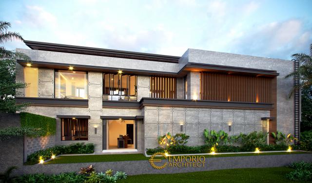 Desain Tampak Belakang Rumah Modern Industrial 2 Lantai Ibu Wijaya di Yogyakarta