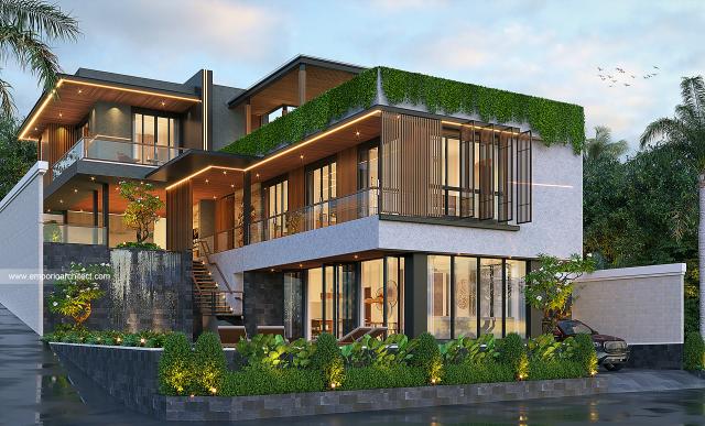 Video Desain Rumah Modern Industrial 2.5 Lantai Bapak BYN 1396 di  Bali