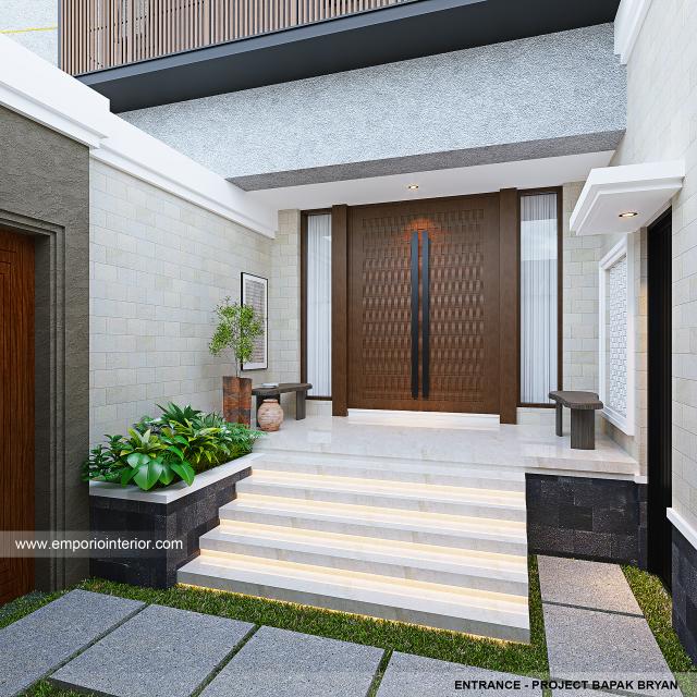 Desain Entrance Rumah Modern Industrial 2.5 Lantai Bapak BYN di Bali