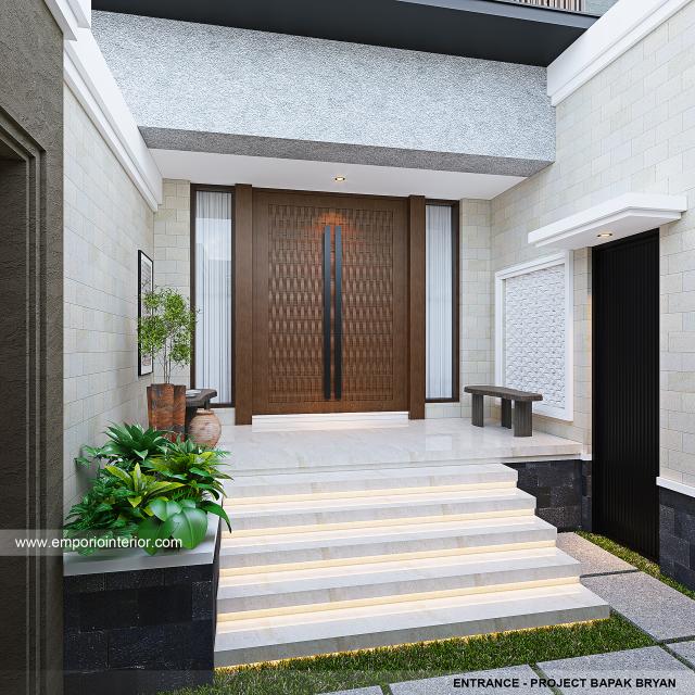 Desain Entrance Rumah Modern Industrial 2.5 Lantai Bapak BYN di Bali