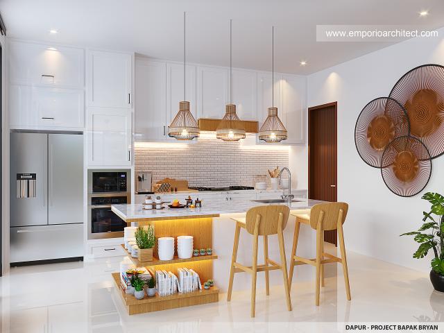 Desain Dapur Rumah Modern Industrial 2.5 Lantai Bapak BYN di Bali