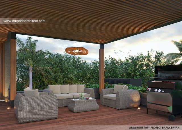 Desain Area Rooftop Rumah Modern Industrial 2.5 Lantai Bapak BYN di Bali