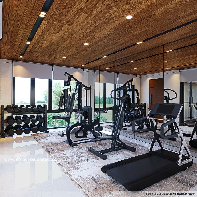 Desain Area Gym Rumah Modern Industrial 3 Lantai Bapak DWT di Yogyakarta